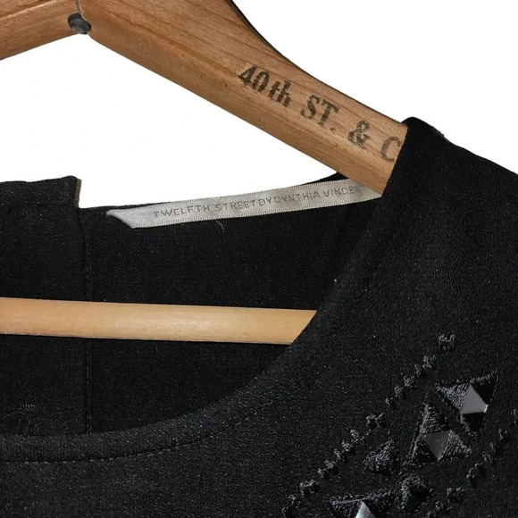 New Twelfth Street By Cynthia Vincent Shift Dress Small Black Embroidered - Picture 6 of 11